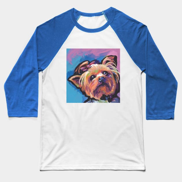 Yorkie Yorkshire Terrier Bright colorful pop dog art Baseball T-Shirt by bentnotbroken11